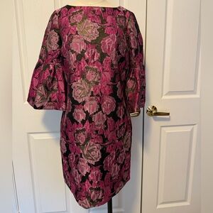 BELLE BADGLEY MISCHKA Bell Sleeve Pink Black Floral SHARON Dress Size 2